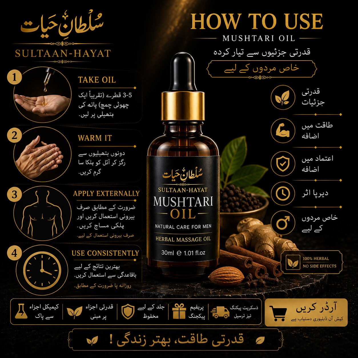 Sultaan-e-Hayat Mushtari Oil (30ml)