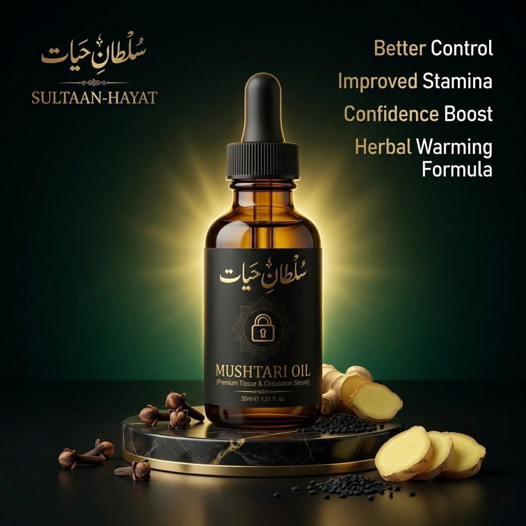 Sultaan-e-Hayat Mushtari Oil – Men’s Performance & Control Herbal Massage Oil (30ml) Full 3 Months Course|No Side Effect